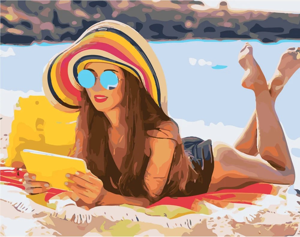 Картина за номерами Strateg Дівчина на піску 40х50 см (SY6340) - Фото 1