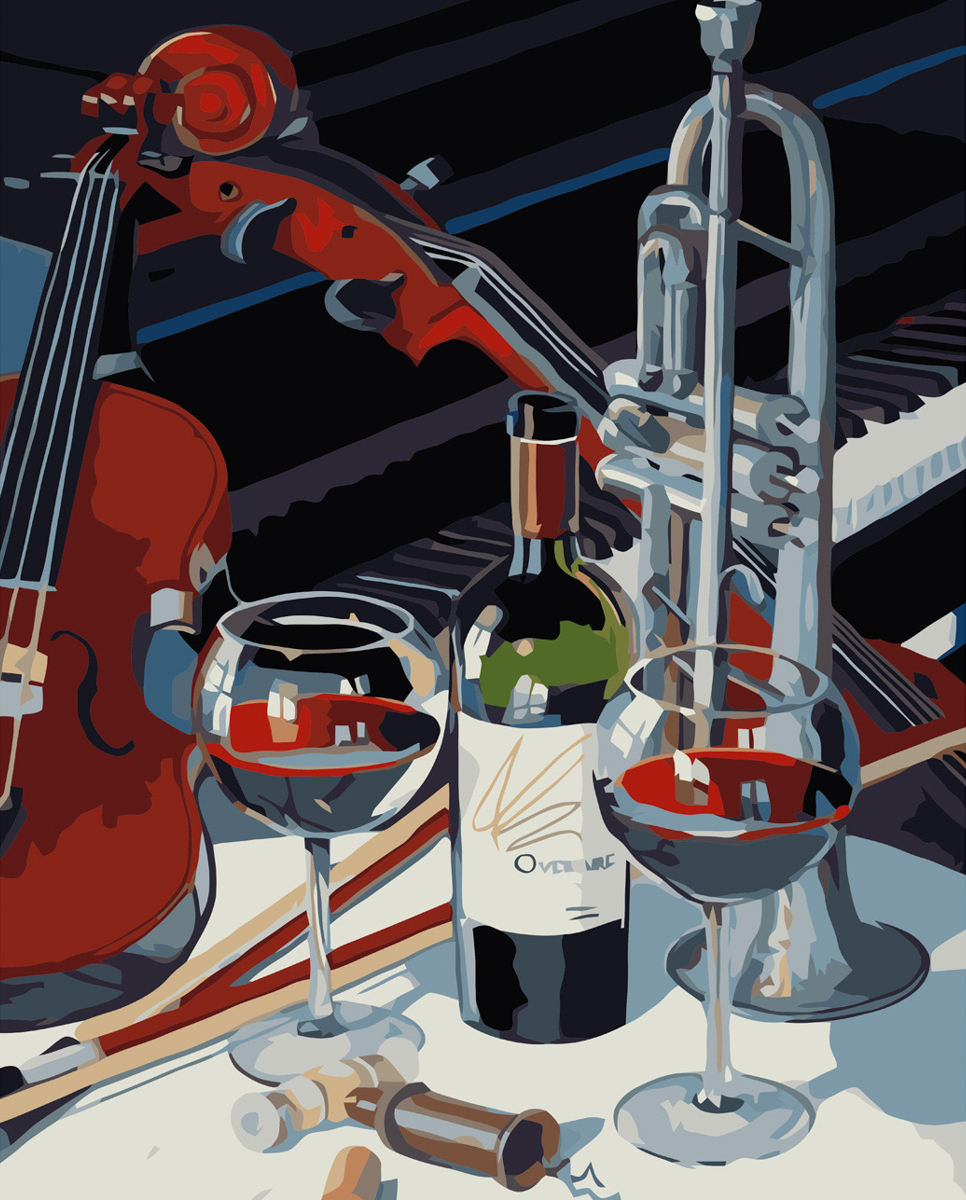 Картина за номерами Strateg Вино під музику 40х50 см (VA-3585) - Фото 1