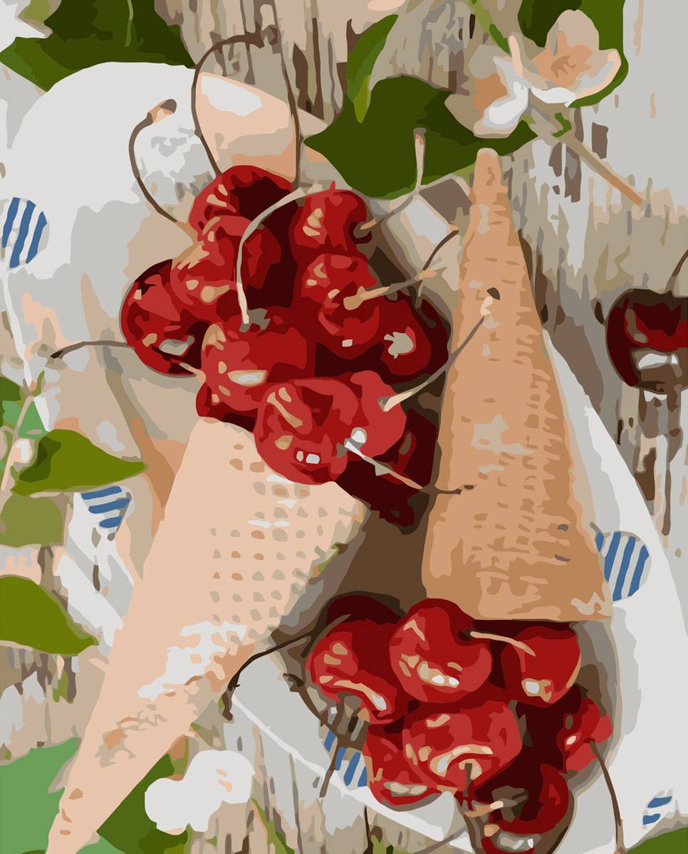 Картина по номерам Strateg Рожки с вишнями 40х50 см (VA-3668) - Фото 1