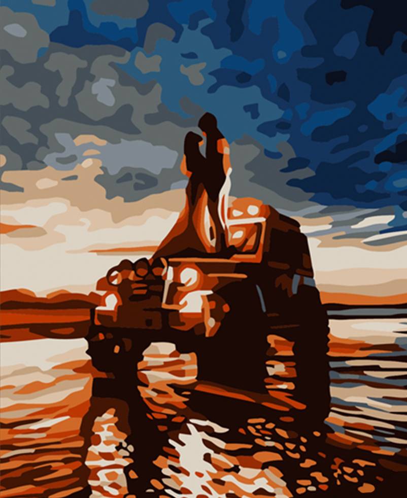 Картина за номерами Strateg Пара на машине 40х50 см (DY306) - Фото 1