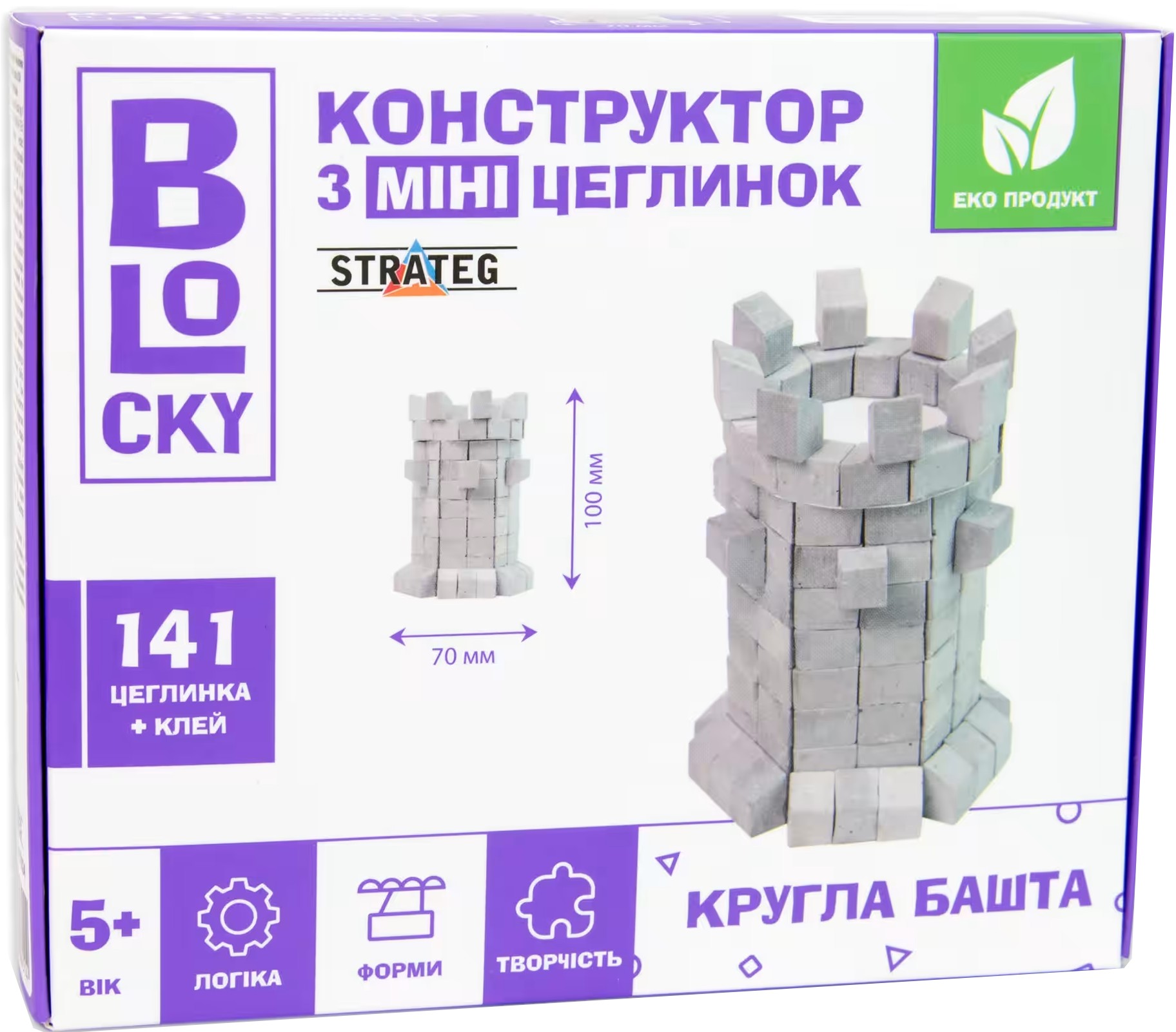 Конструктор из природных материалов Strateg BLOCKY Круглая башня (31024) - Фото 1