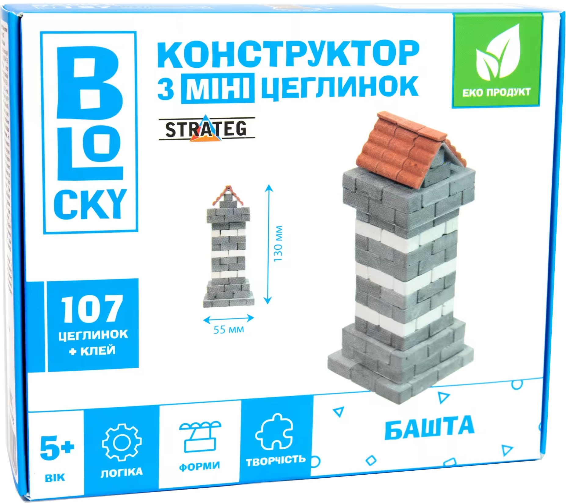 Конструктор из природных материалов Strateg BLOCKY Башня (31022) - Фото 1
