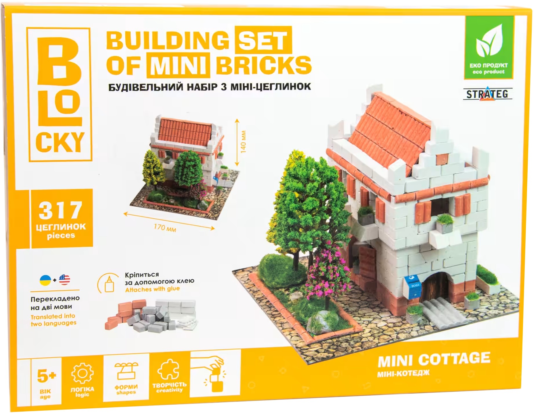 Конструктор из природных материалов Strateg BLOCKY Мини-Коттедж (31002) - Фото 1