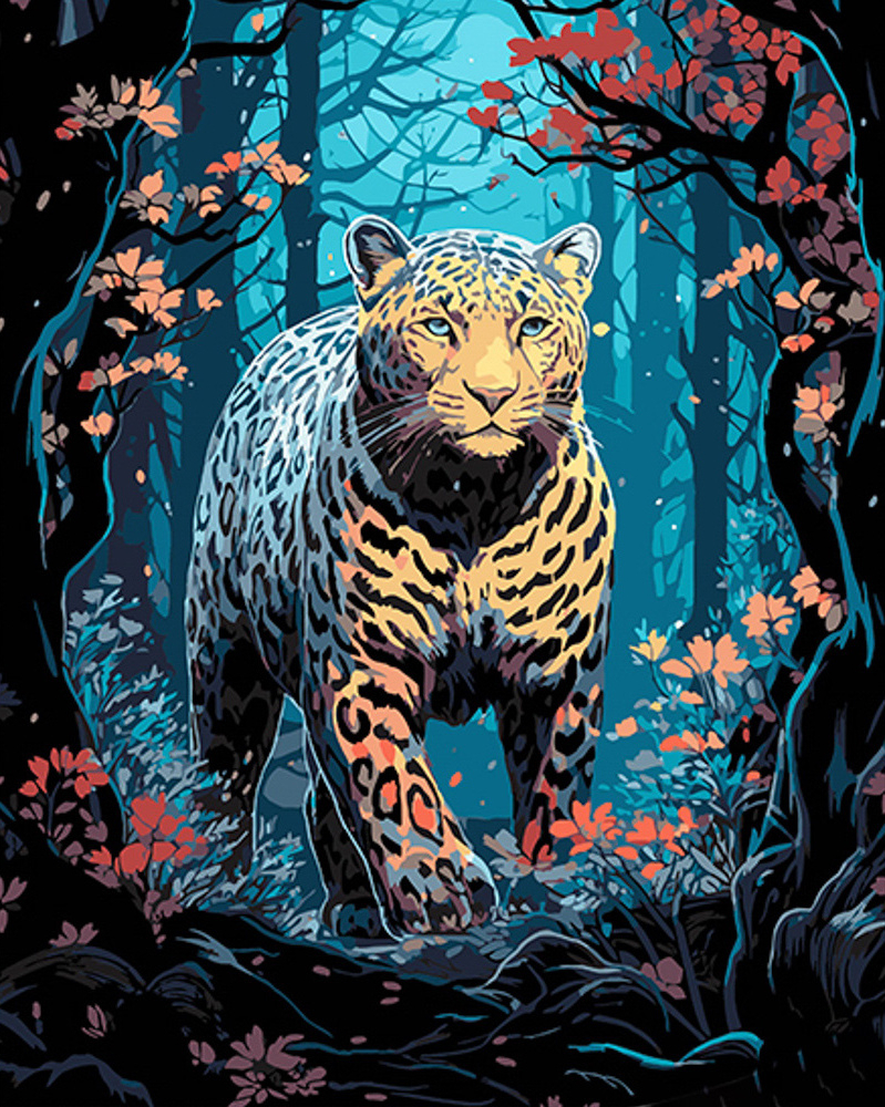 Купить Картина по номерам Strateg Леопард на охоте на черном фоне 40х50 см (AH1062) - Фото 1 Картина по номерам Strateg Леопард на охоте на черном фоне 40х50 см (AH1062) - Фото 1