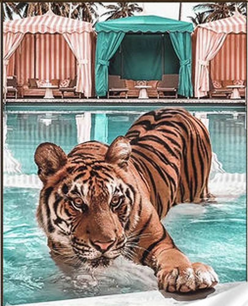 Алмазний живопис Strateg Брутальний тигр на відпочинку 30х40 см (HEG86870) - Фото 1