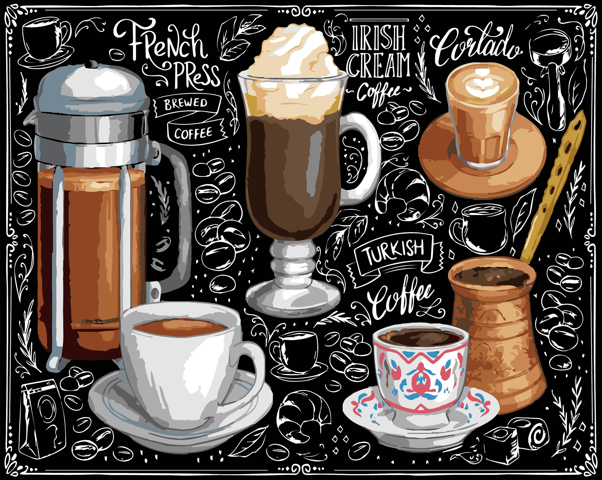 Купить Картина по номерам Strateg Мир кофе на черном фоне 40х50 см (AH1173-19) - Фото 1 Картина по номерам Strateg Мир кофе на черном фоне 40х50 см (AH1173-19) - Фото 1