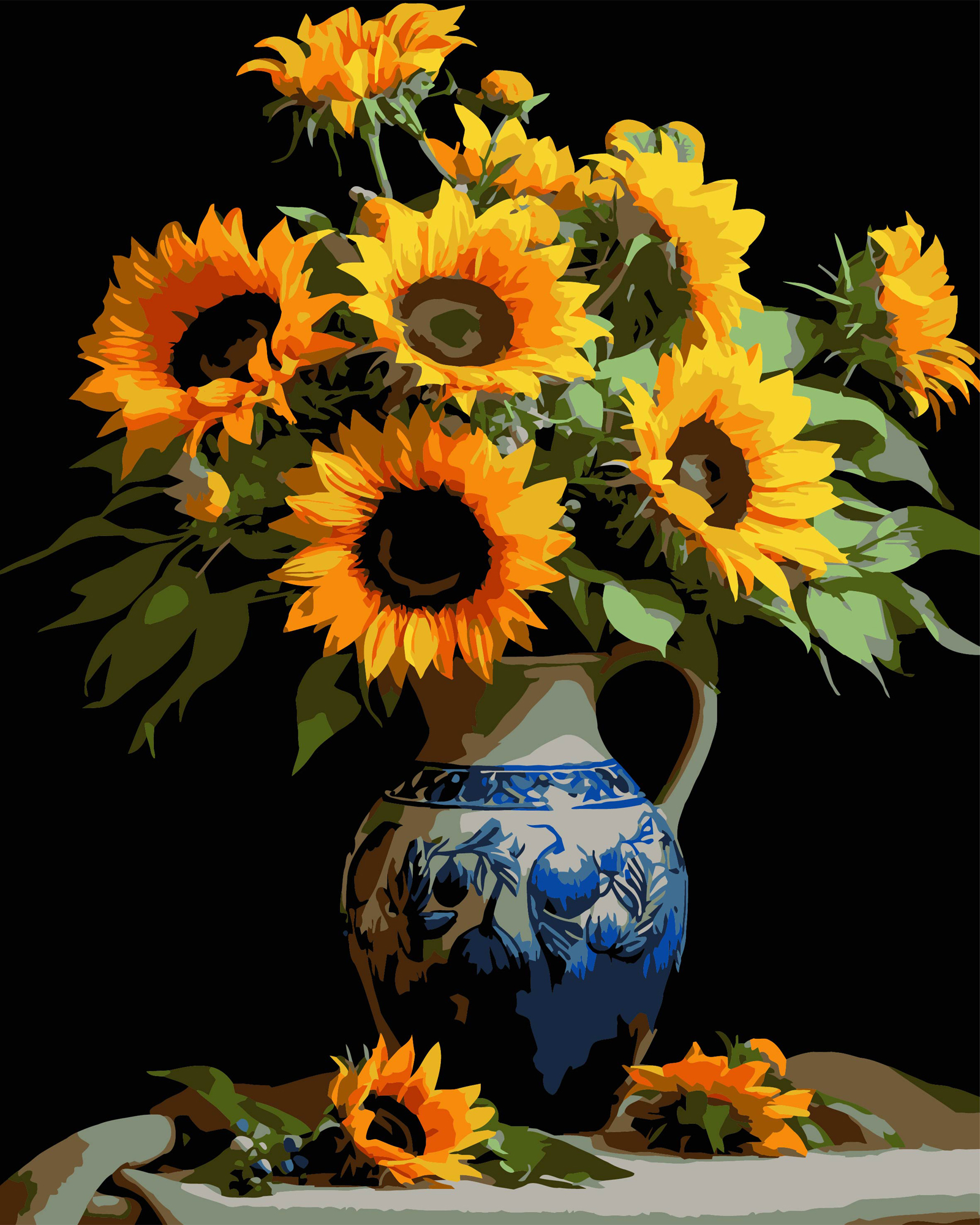 Купить Картина по номерам Strateg Ваза с подсолнухами на черном фоне 40х50 см (AH1174-16) - Фото 1 Картина по номерам Strateg Ваза с подсолнухами на черном фоне 40х50 см (AH1174-16) - Фото 1