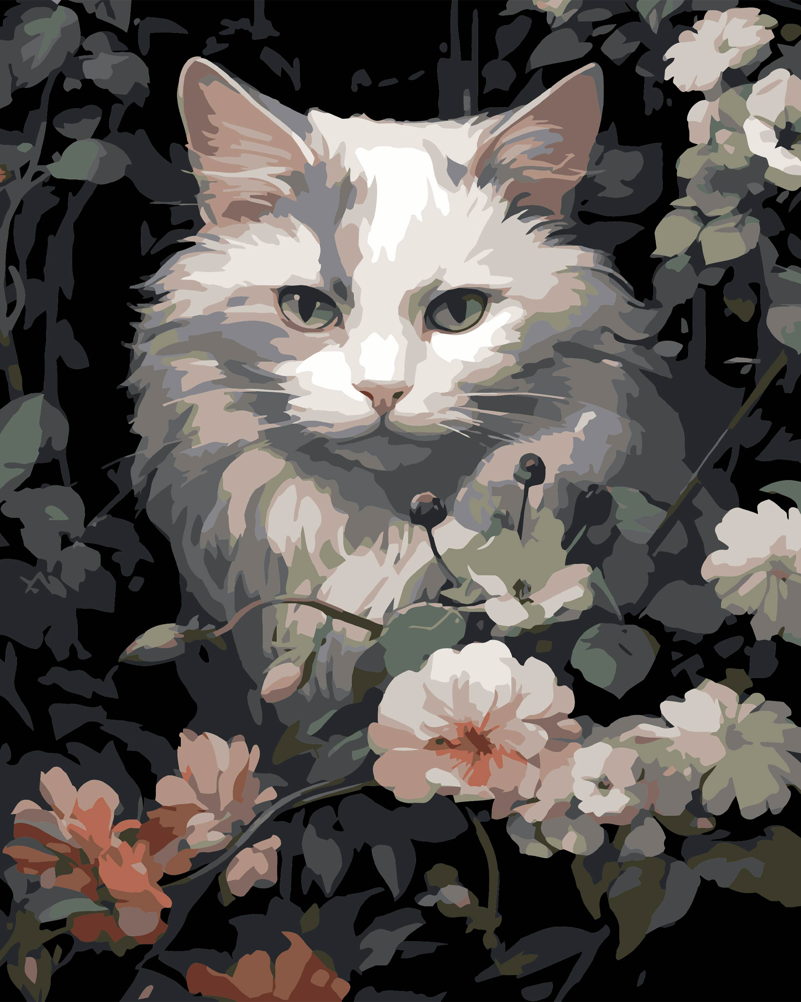 Купить Картина по номерам Strateg Кот в цветах на черном фоне 40х50 см (AH1191-17) - Фото 1 Картина по номерам Strateg Кот в цветах на черном фоне 40х50 см (AH1191-17) - Фото 1