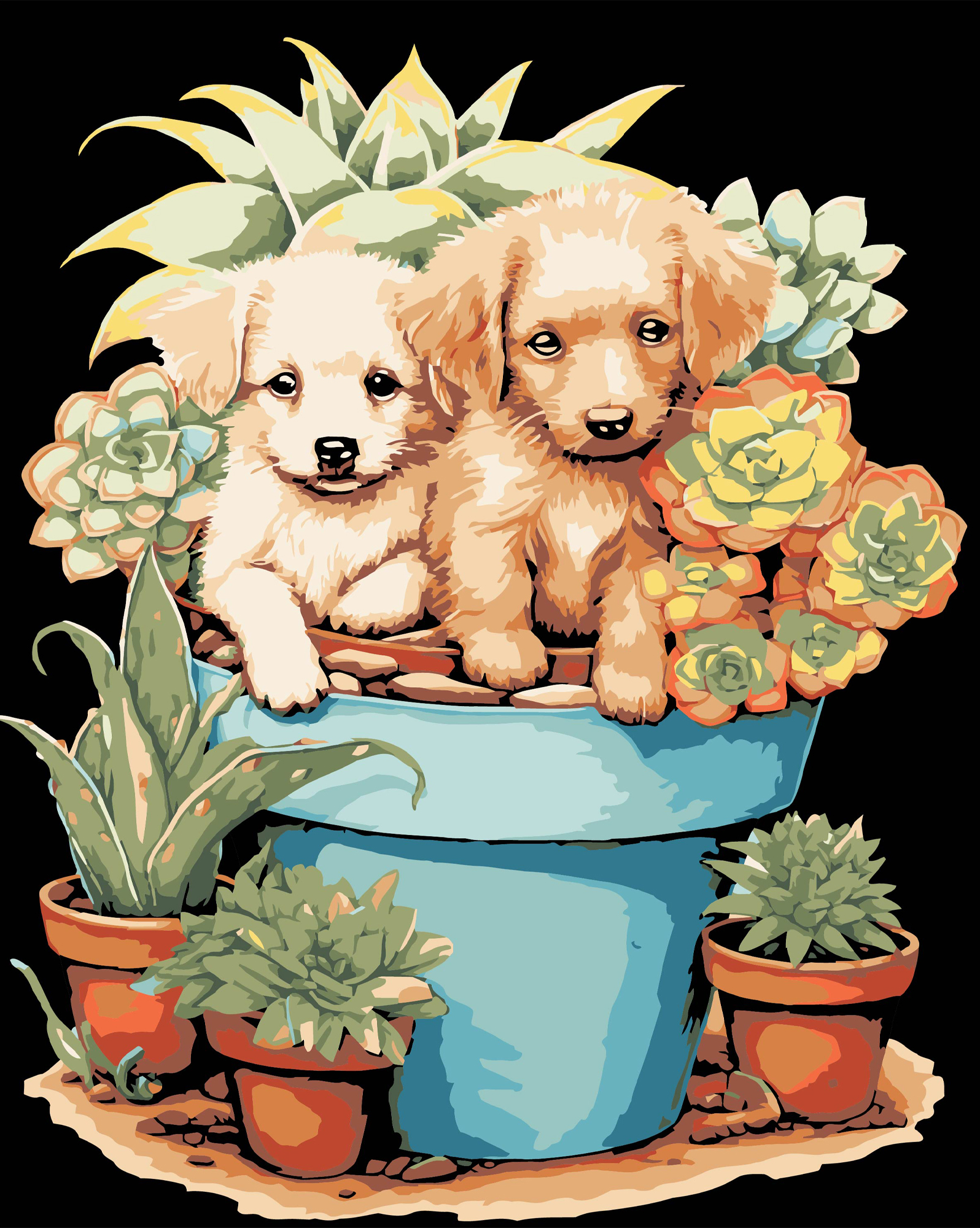 Купить Картина по номерам Strateg Щенки на черном фоне 40х50 см (AH1192-16) - Фото 1 Картина по номерам Strateg Щенки на черном фоне 40х50 см (AH1192-16) - Фото 1