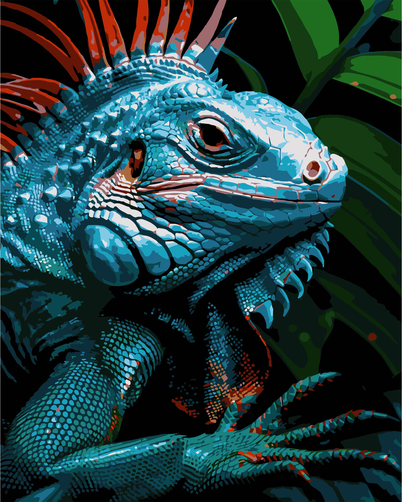 Купить Картина по номерам Strateg Яркий хамелеон на черном фоне 40х50 см (AH1195-15) - Фото 1 Картина по номерам Strateg Яркий хамелеон на черном фоне 40х50 см (AH1195-15) - Фото 1