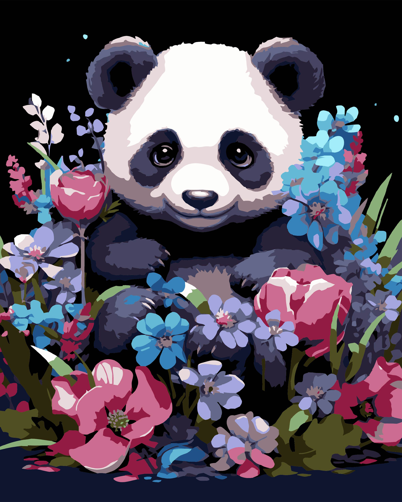 Купить Картина по номерам Strateg Весенняя панда на черном фоне 40х50 см (AH1203-17) - Фото 1 Картина по номерам Strateg Весенняя панда на черном фоне 40х50 см (AH1203-17) - Фото 1