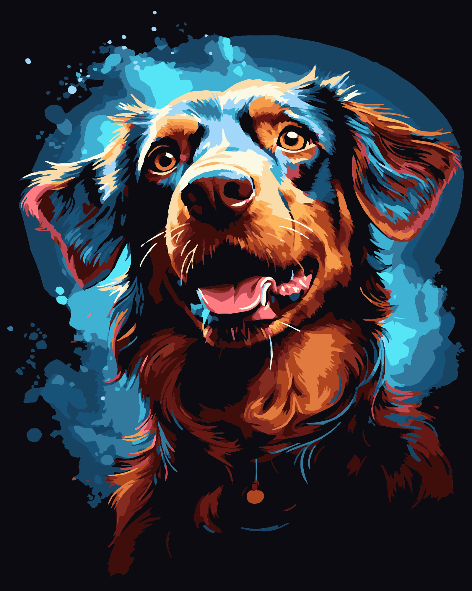 Купить Картина по номерам Strateg Веселый пес на черном фоне 40х50 см (AH1208-17) - Фото 1 Картина по номерам Strateg Веселый пес на черном фоне 40х50 см (AH1208-17) - Фото 1