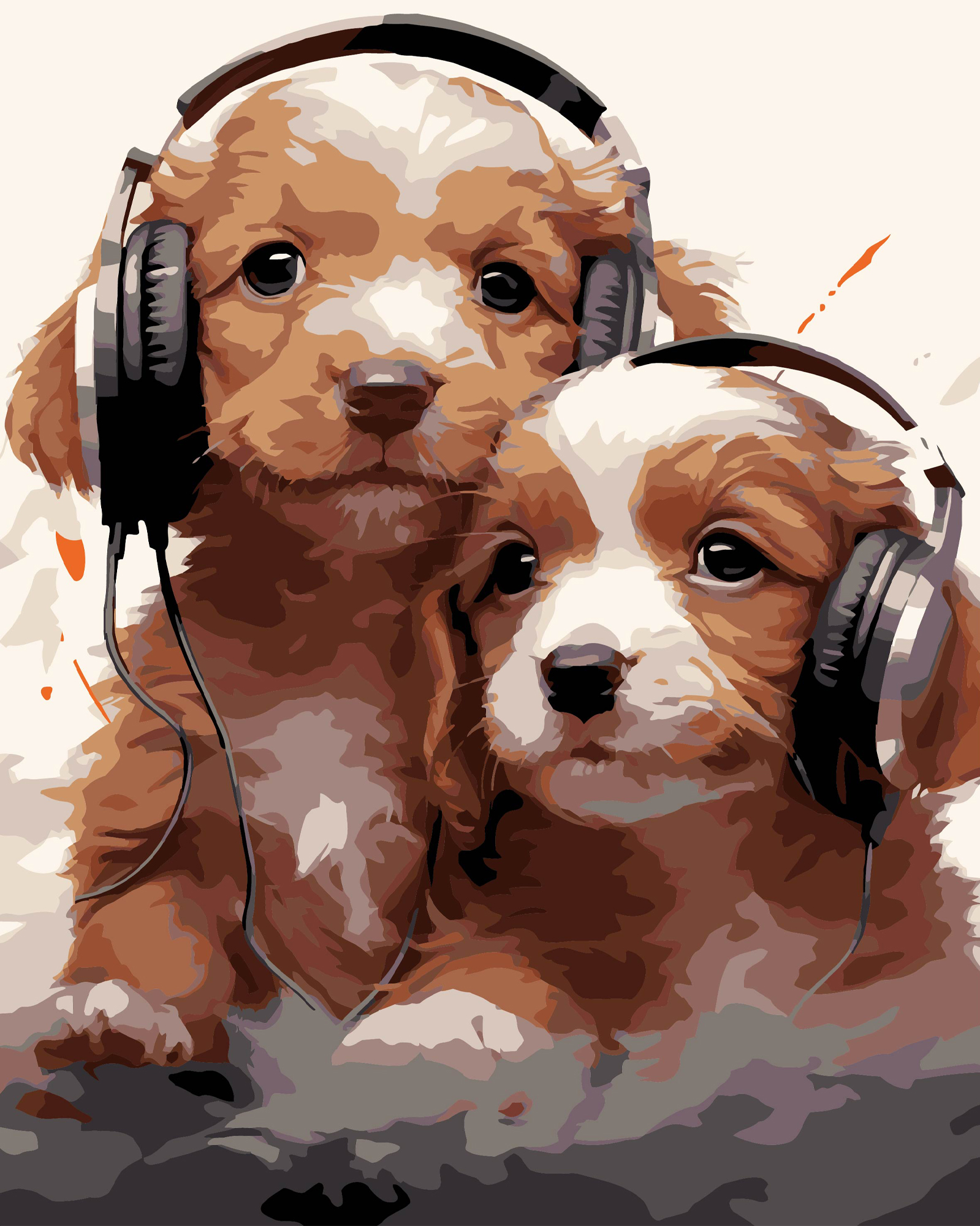 Купить Картина по номерам Strateg Щенки в наушниках на черном фоне 40х50 см (AH1218-19) - Фото 1 Картина по номерам Strateg Щенки в наушниках на черном фоне 40х50 см (AH1218-19) - Фото 1