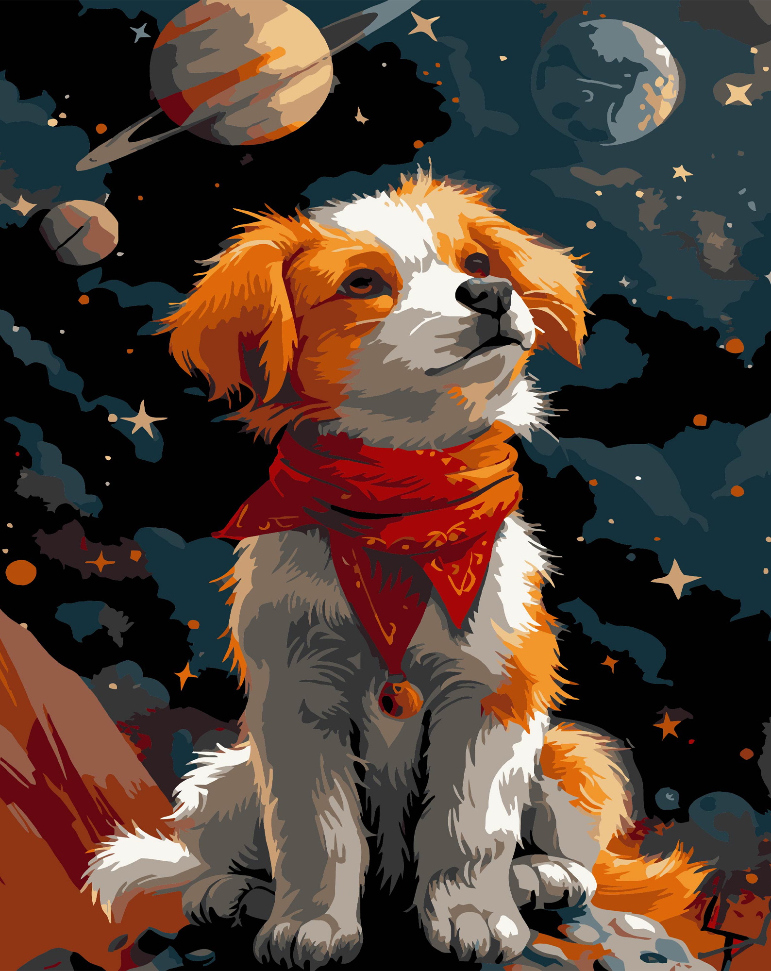 Купить Картина по номерам Strateg Космический пес на черном фоне 40х50 см (AH1225-18) - Фото 1 Картина по номерам Strateg Космический пес на черном фоне 40х50 см (AH1225-18) - Фото 1