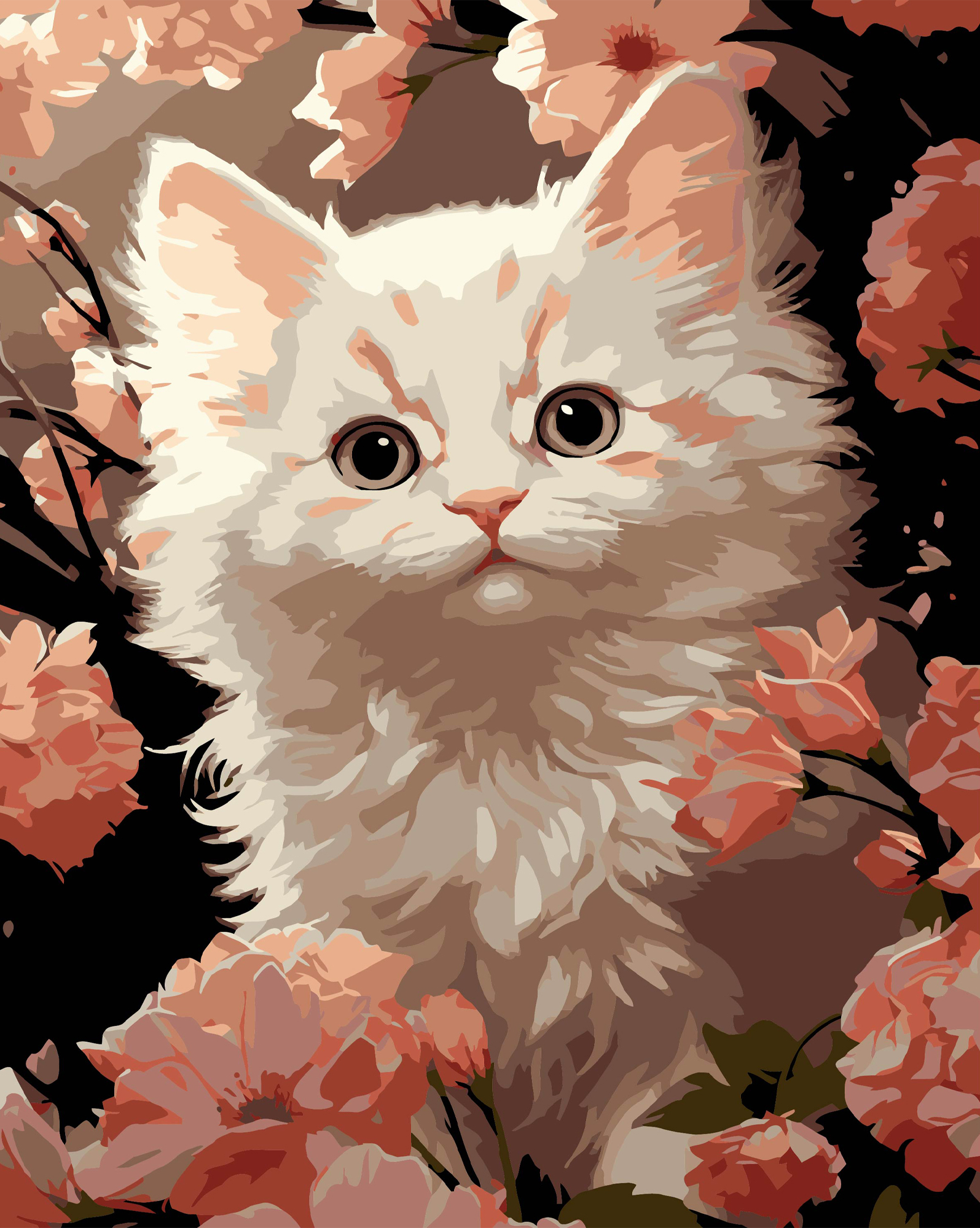 Купить Картина по номерам Strateg Белый котенок на черном фоне 40х50 см (AH1229-17) - Фото 1 Картина по номерам Strateg Белый котенок на черном фоне 40х50 см (AH1229-17) - Фото 1