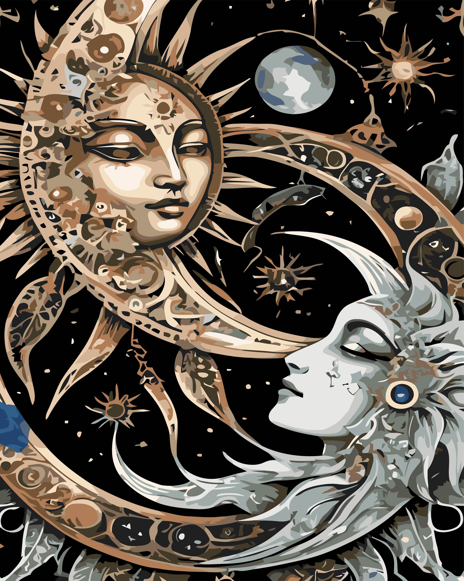 Купить Картина по номерам Strateg Солнце и Луна на черном фоне 40х50 см (AH1238) - Фото 1 Картина по номерам Strateg Солнце и Луна на черном фоне 40х50 см (AH1238) - Фото 1