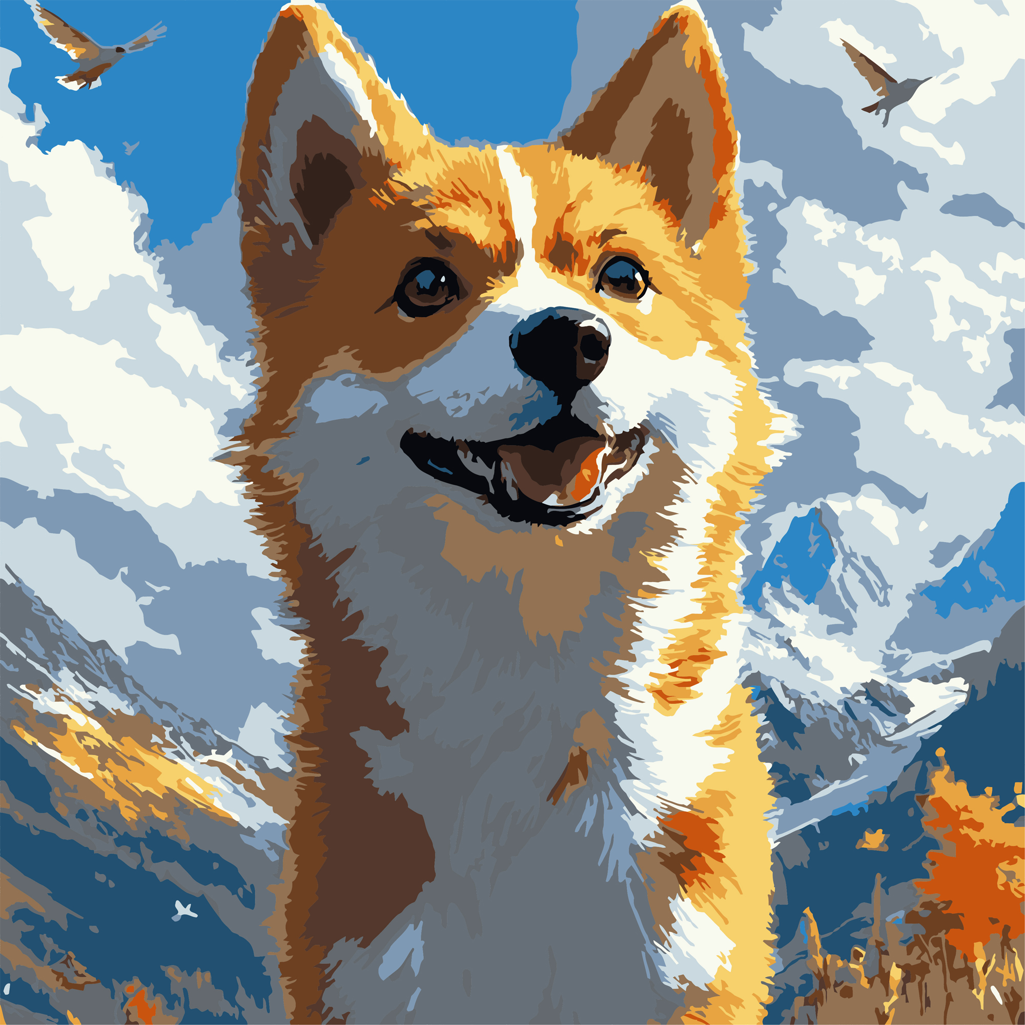 Картина за номерами Strateg Коргі на вітрі 30х30 (ES-0905) - Фото 1