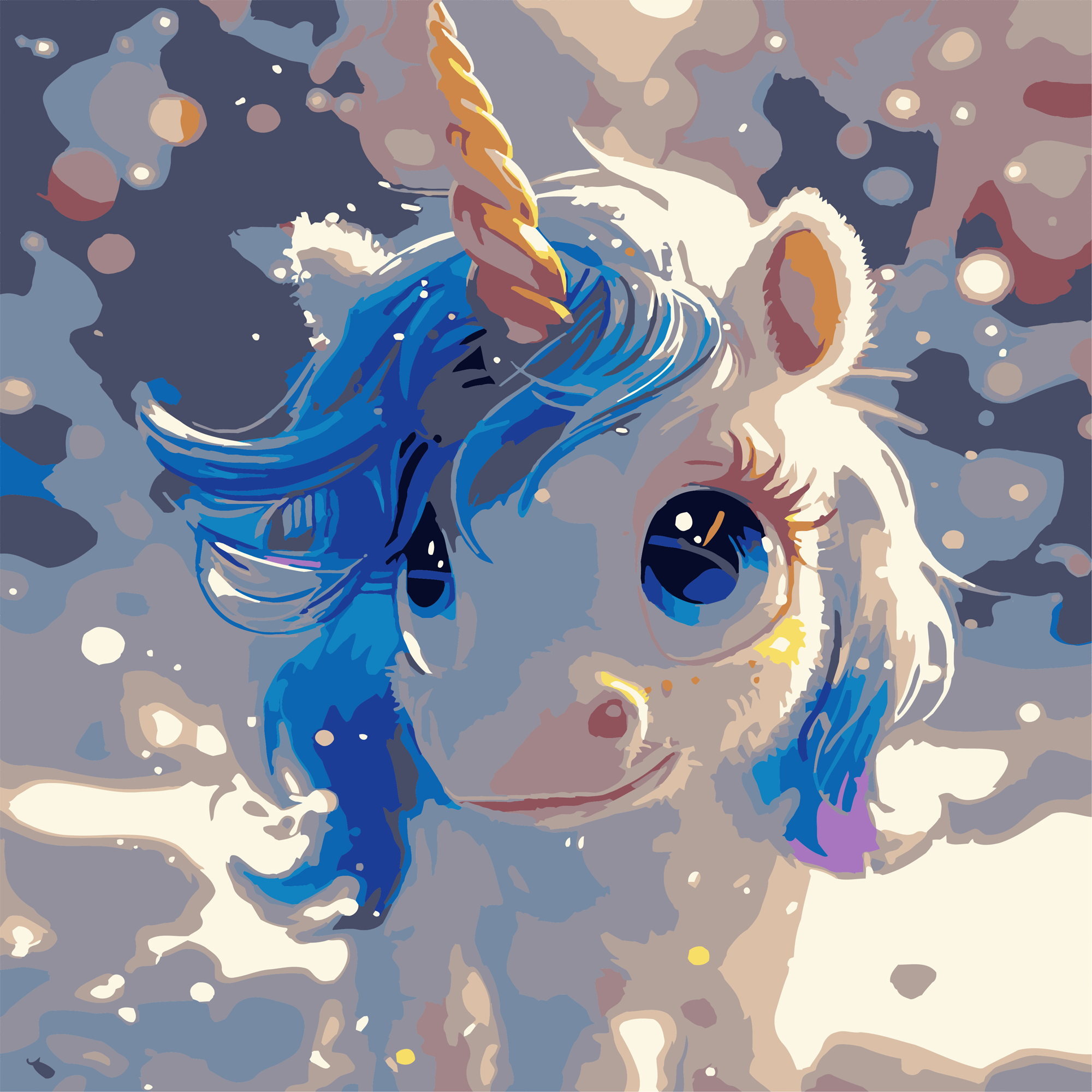 Картина за номерами Strateg Блакитний єдиноріг 30х30 (ES-0911) - Фото 1