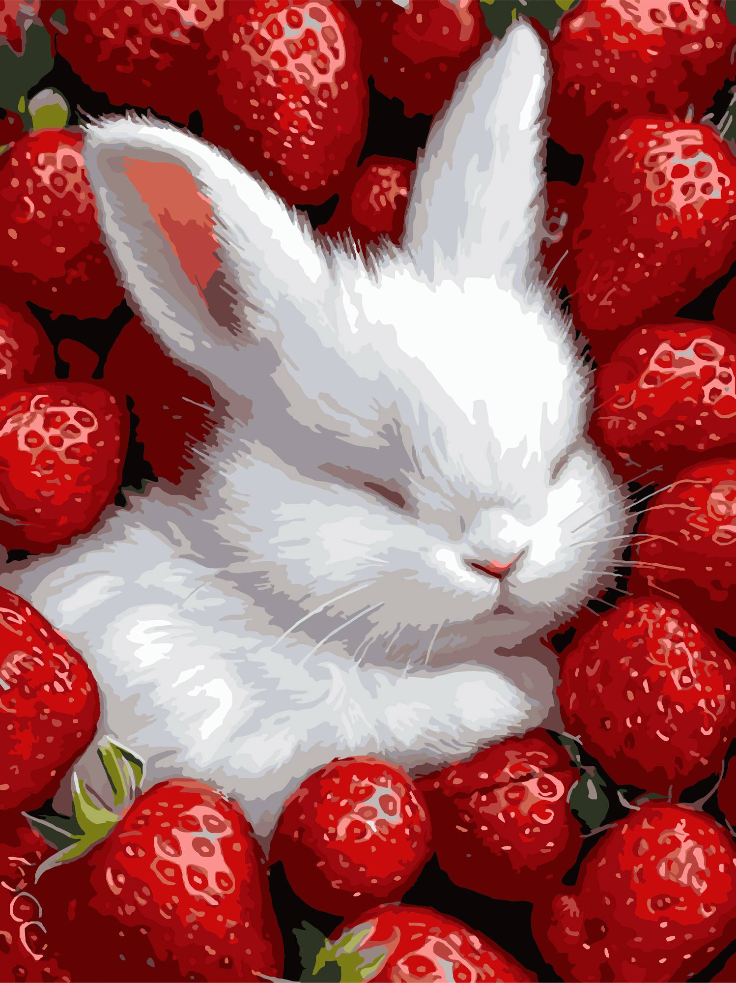 Картина по номерам Strateg Кролик в клубнике 30х40 (SS-1253) - Фото 1