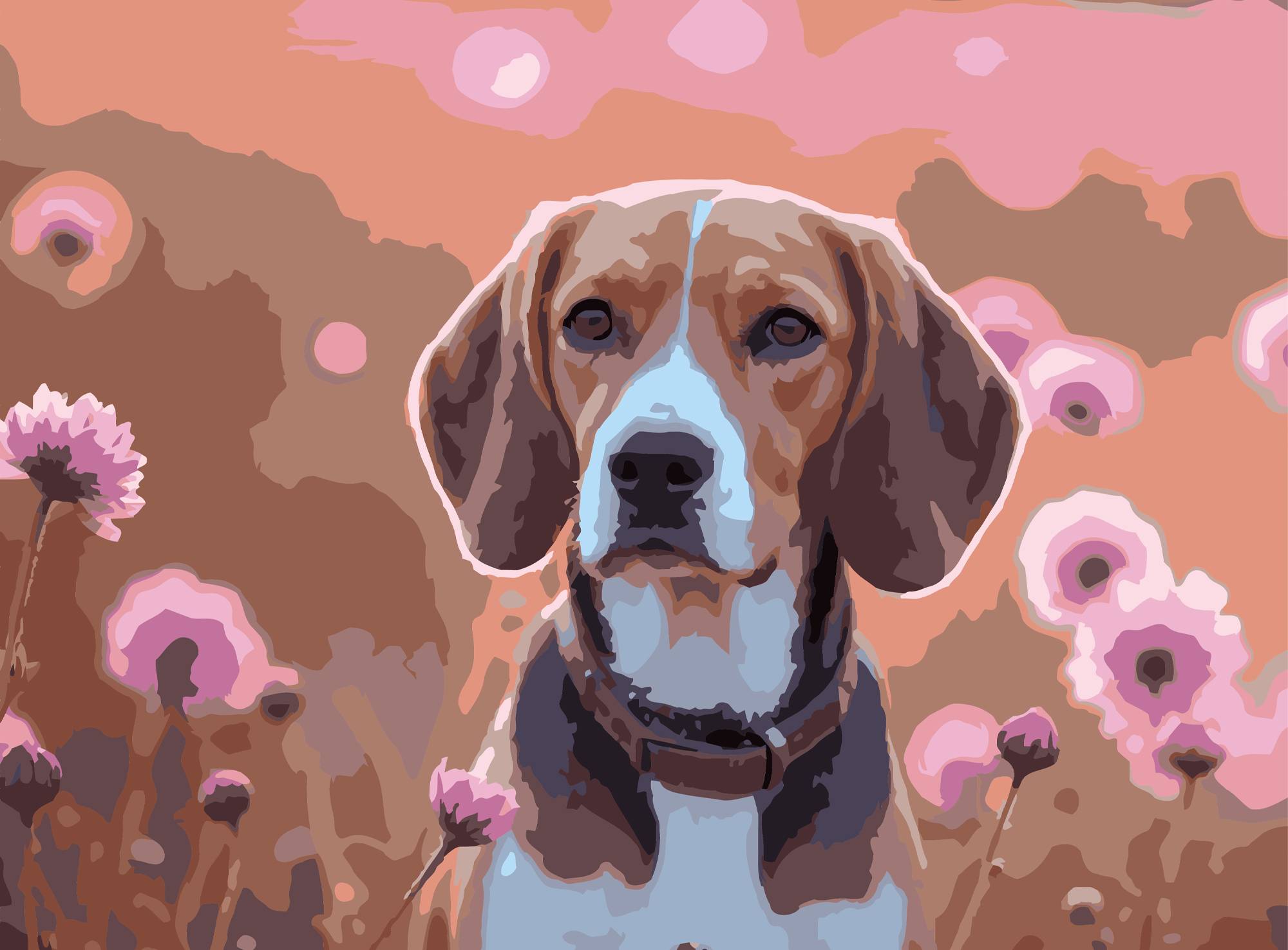 Картина по номерам Strateg Цветочный пес 30х40 (SS-1261) - Фото 1