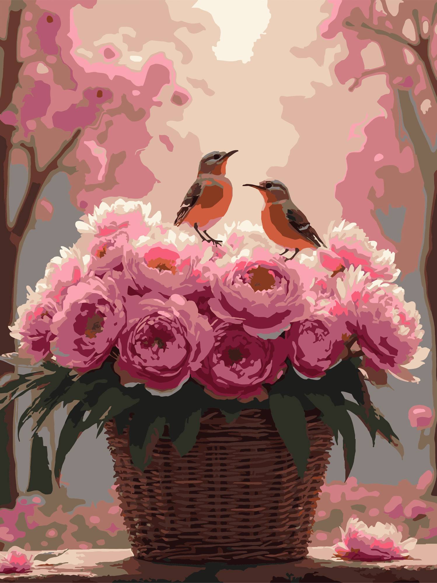 Картина за номерами Strateg Півонії з пташками 30х40 (SS-1273) - Фото 1