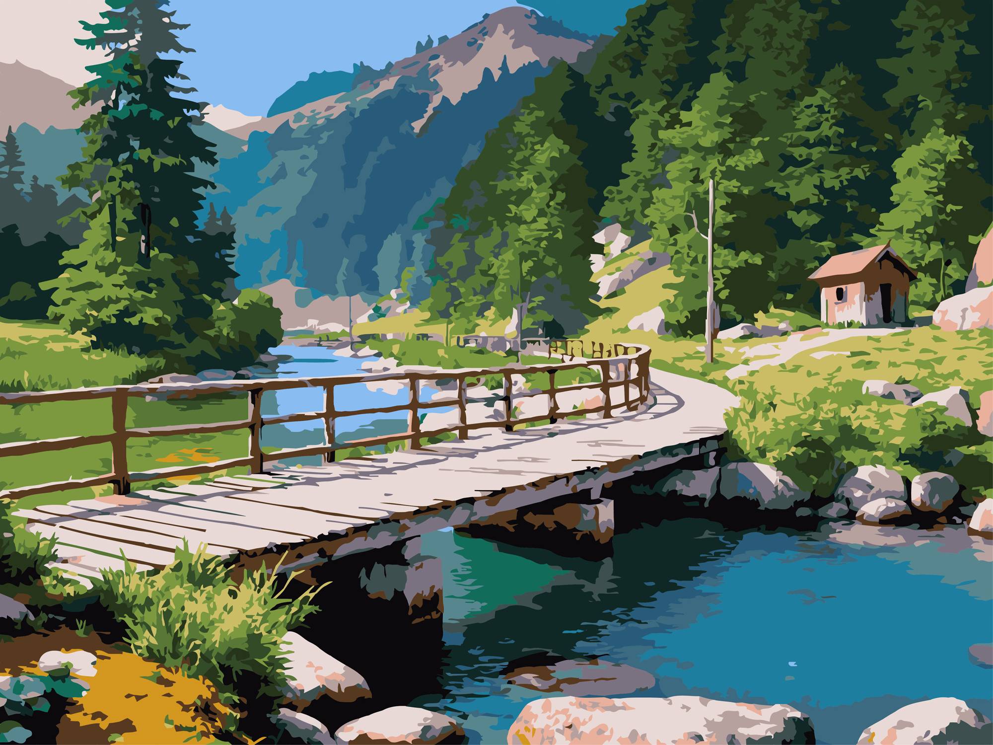 Картина по номерам Strateg Мост над рекой 30х40 (SS-1276) - Фото 1