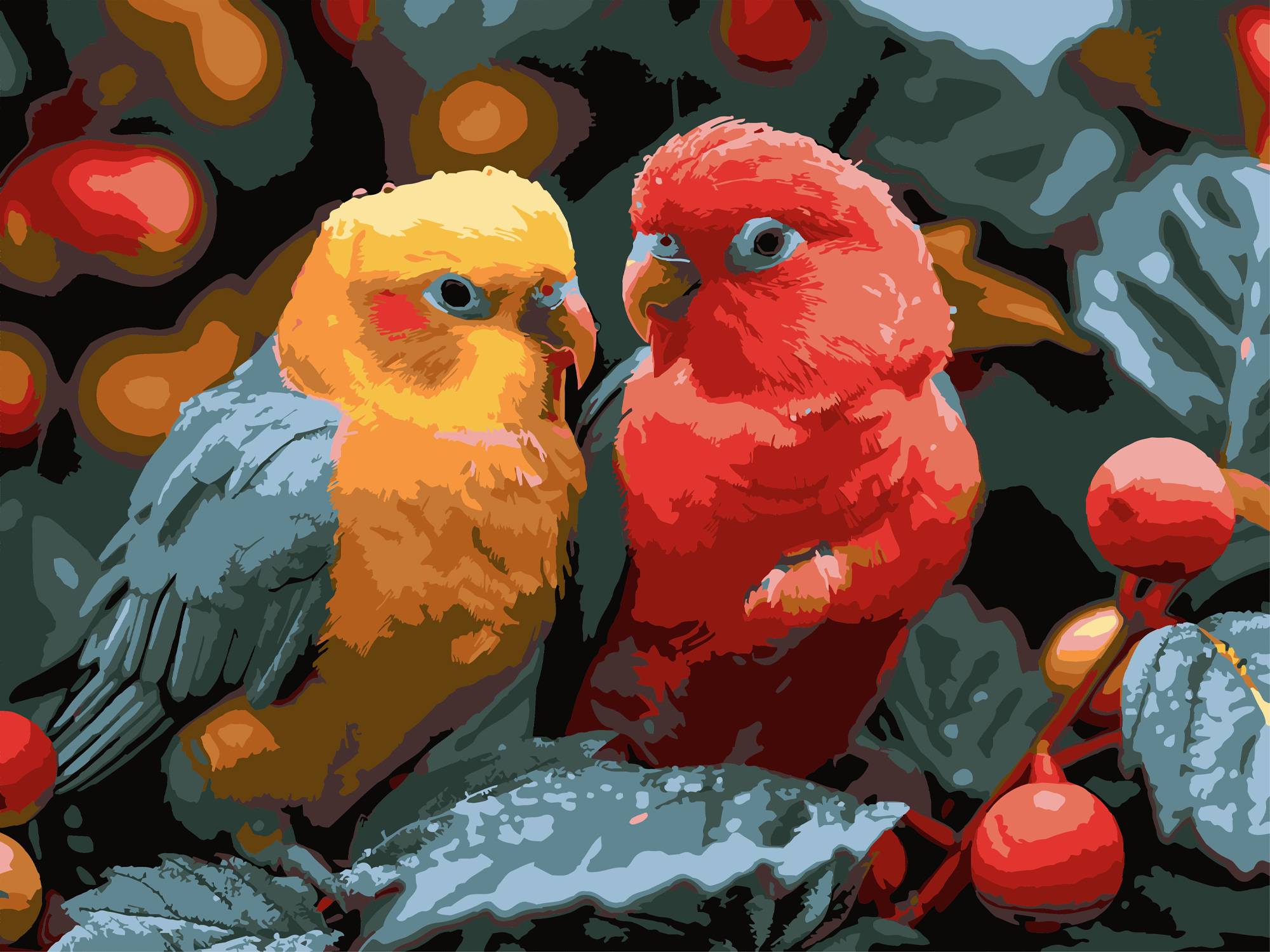 Картина за номерами Strateg Папуга червоно-жовтий 30х40 (SS-1278) - Фото 1