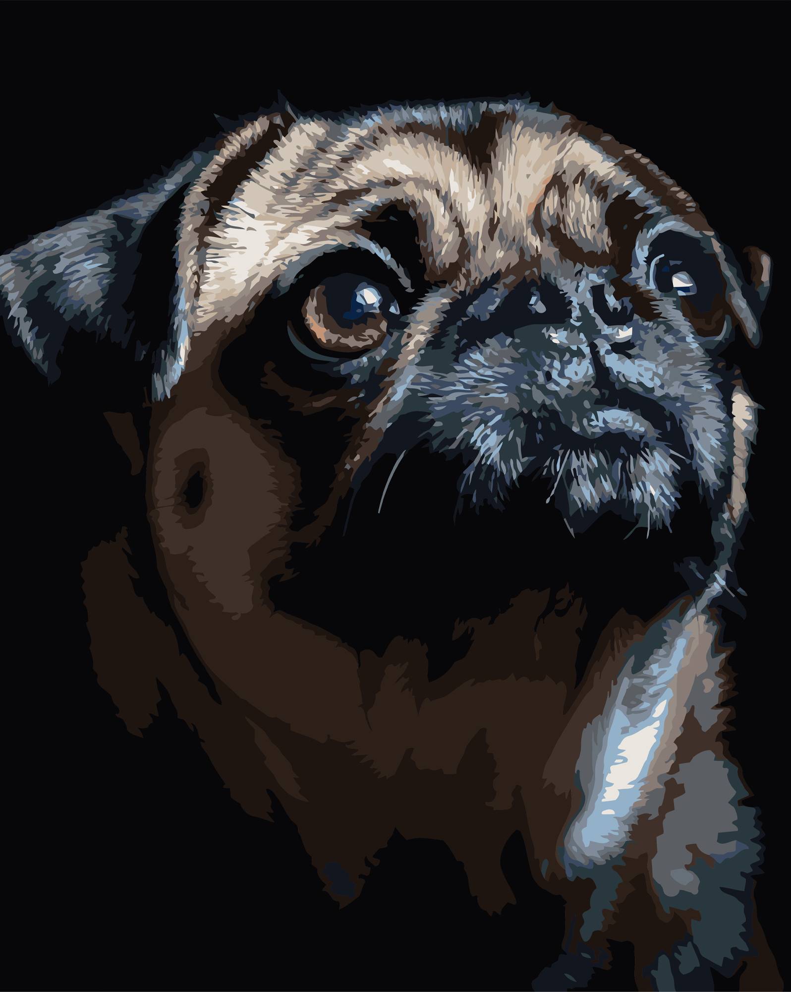 Картина по номерам Strateg Портрет мопса 40х50 (AH1290) - Фото 1