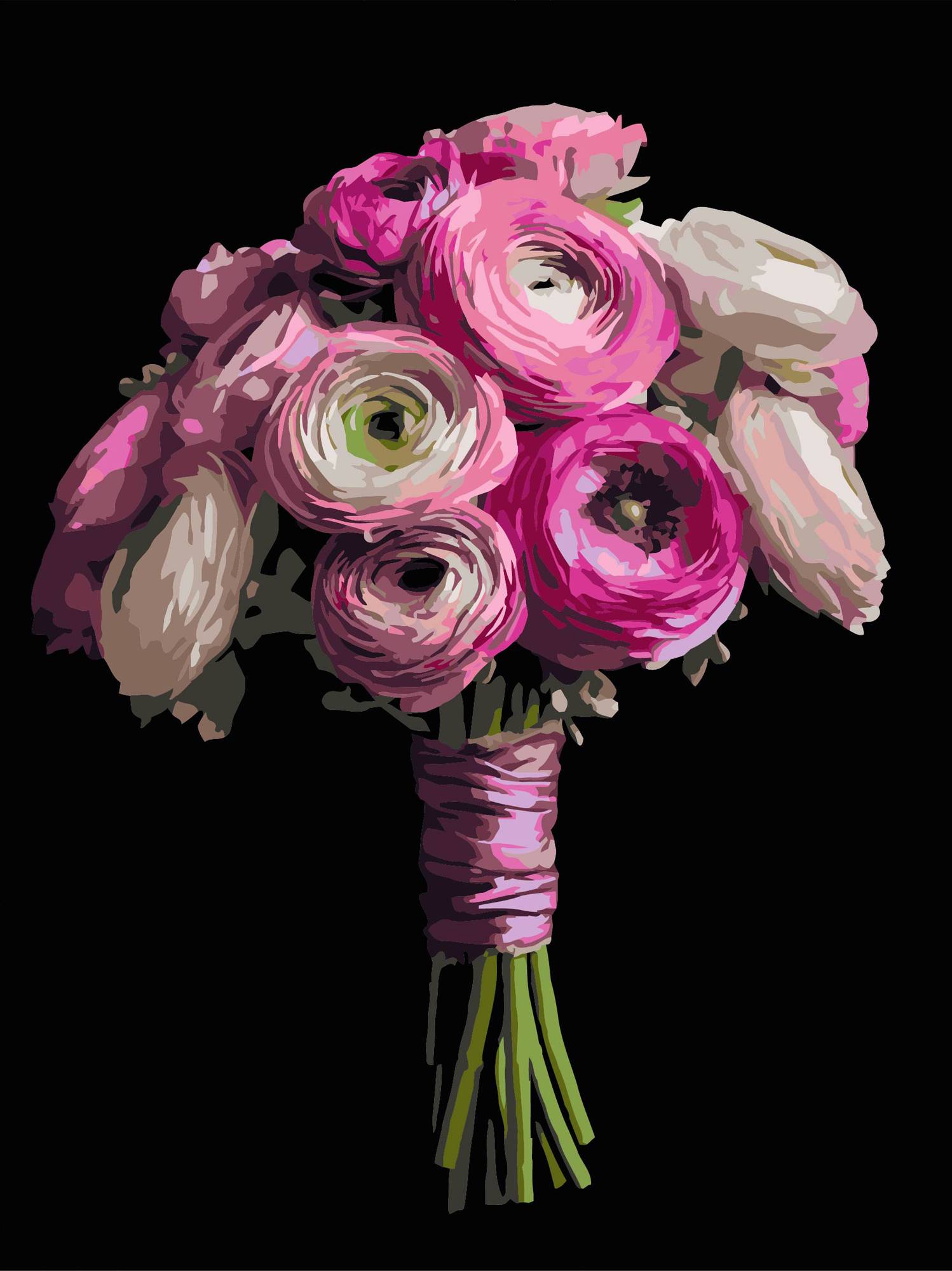 Картина по номерам Strateg Розовый букет 40х50 (AH1248) - Фото 1