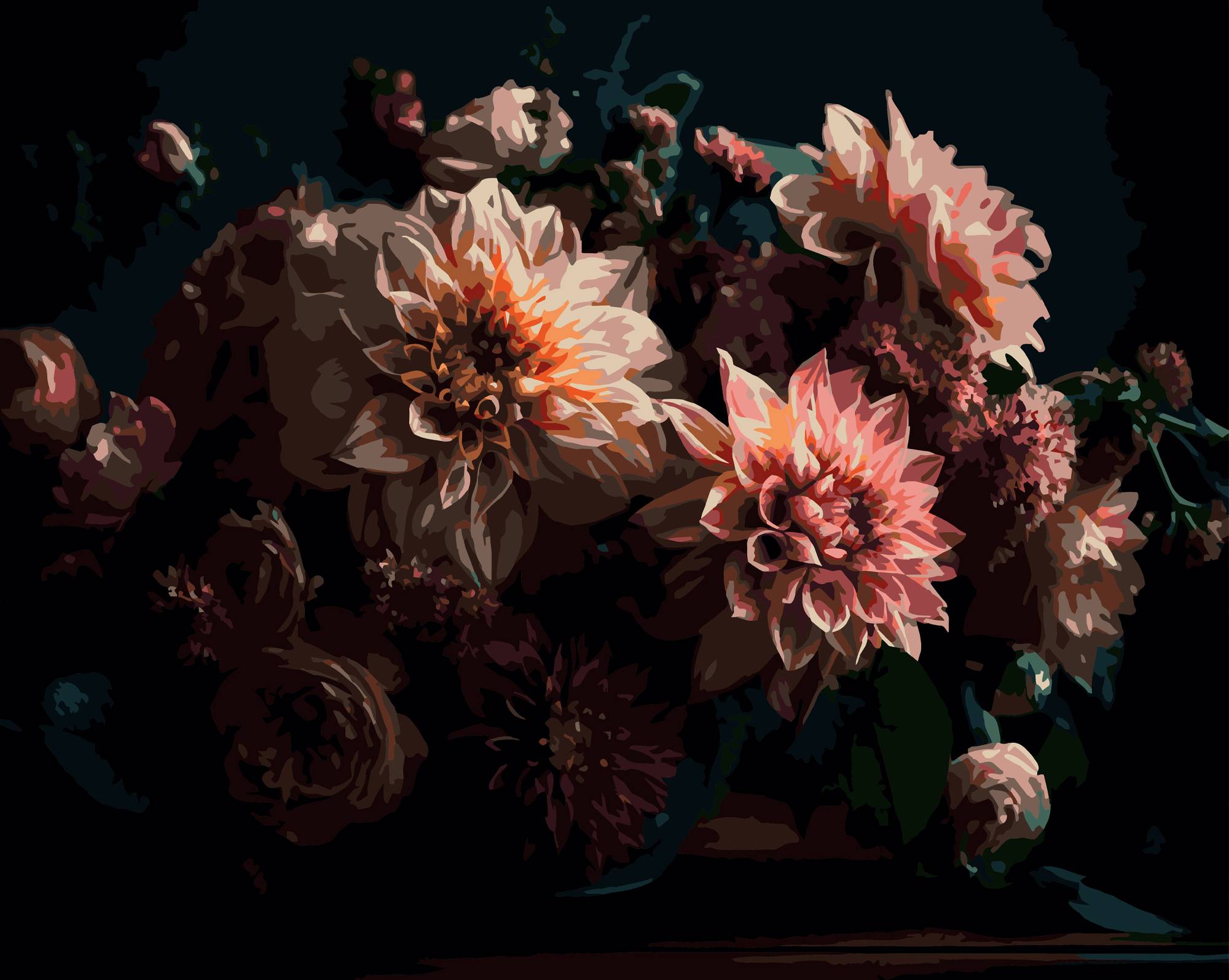 Картина по номерам Strateg Розовые георгины 40х50 (AH1252) - Фото 1