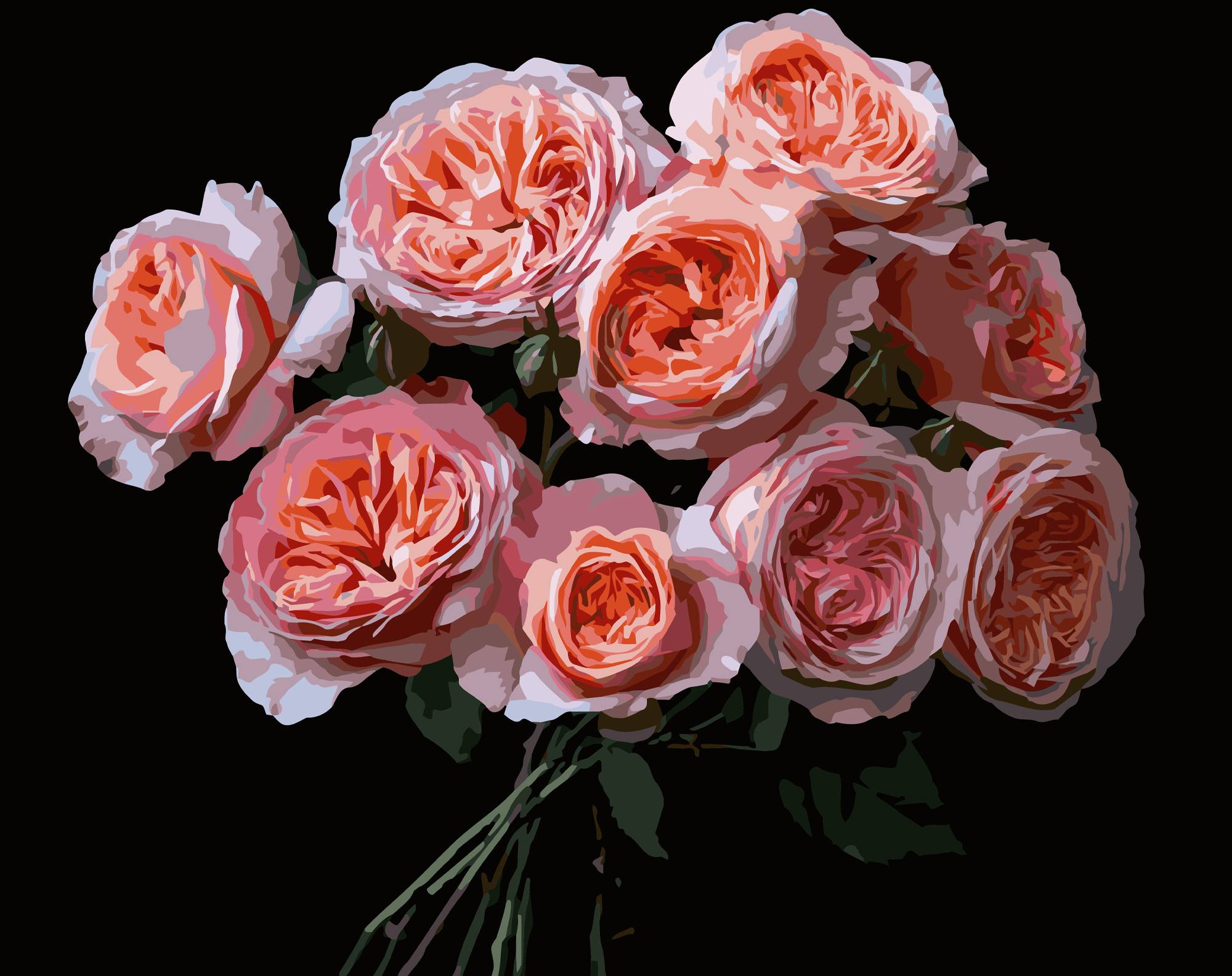 Картина по номерам Strateg Розовые цветы 40х50 (AH1256) - Фото 1