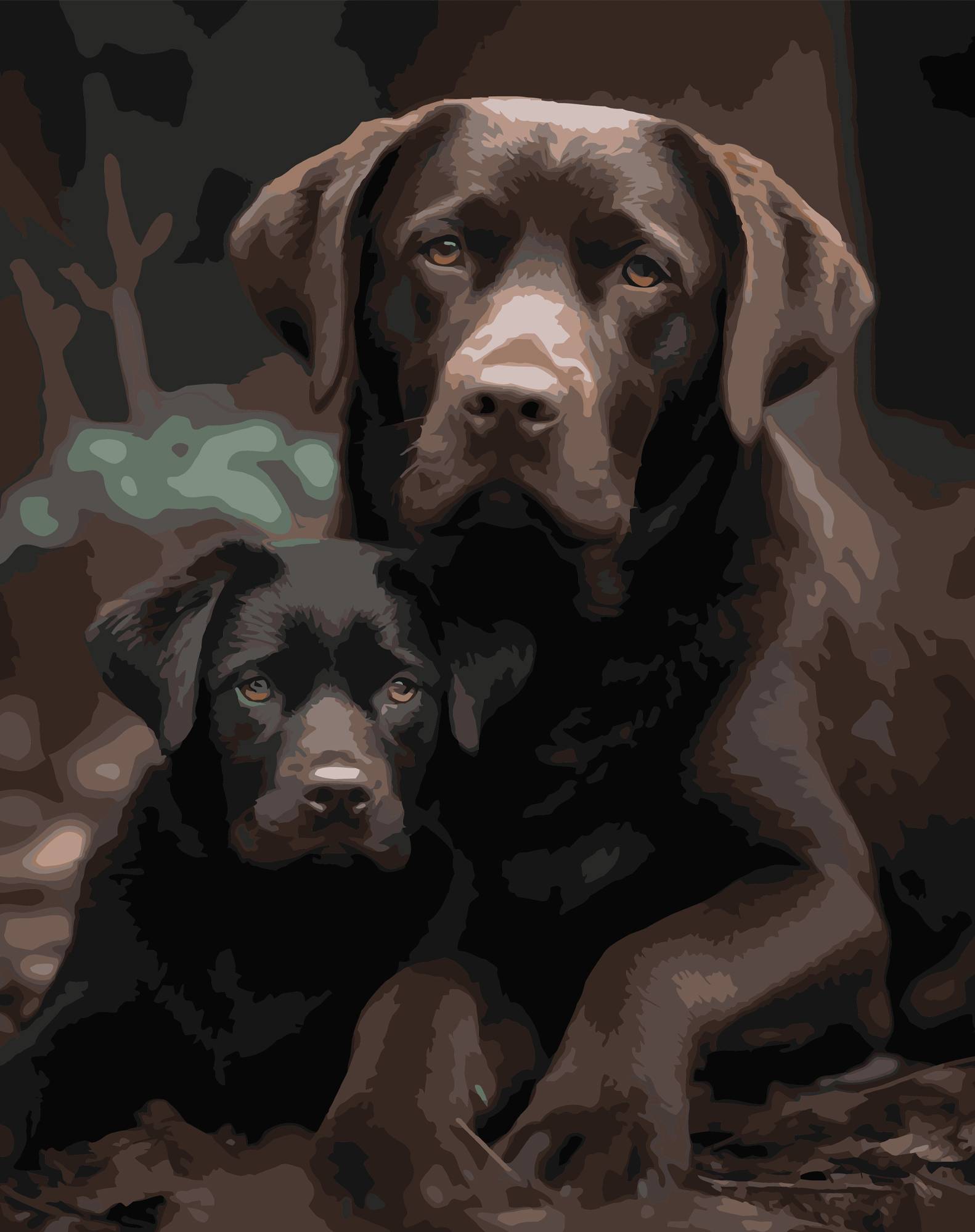 Картина по номерам Strateg Пес с щенком 40х50 (AH1274) - Фото 1