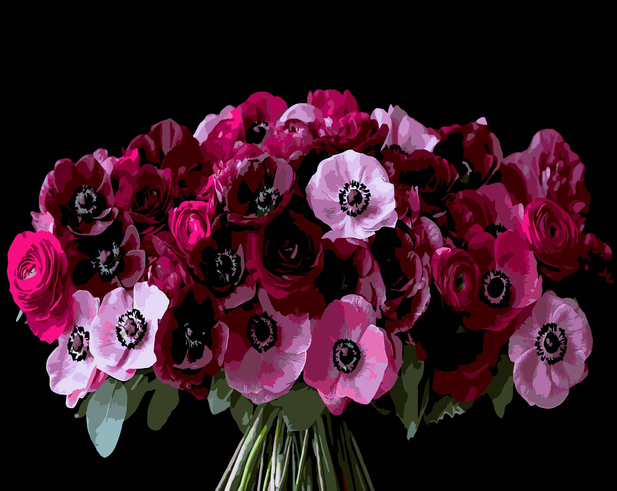 Картина по номерам Strateg Красные анемоны 40х50 (AH1288) - Фото 1