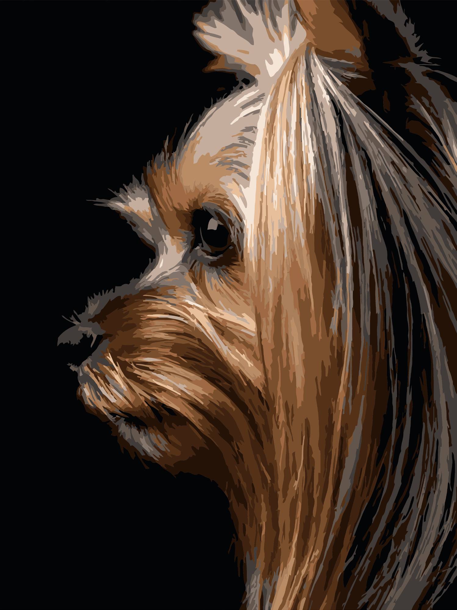 Картина за номерами Strateg Йоркширський тер'єр на чорному фоні 30х40 (FH-33) - Фото 1