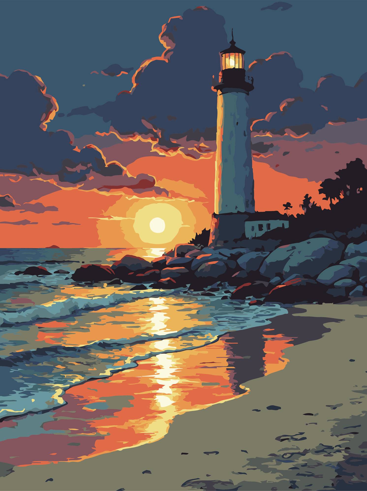 Картина за номерами Strateg Маяк на заході 30х40 (SS-1299) - Фото 1