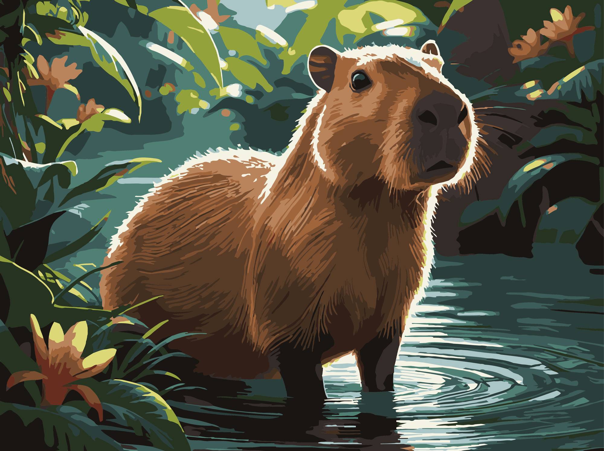 Картина за номерами Strateg Капібара на відпочинку 30х40 (SS-1301) - Фото 1