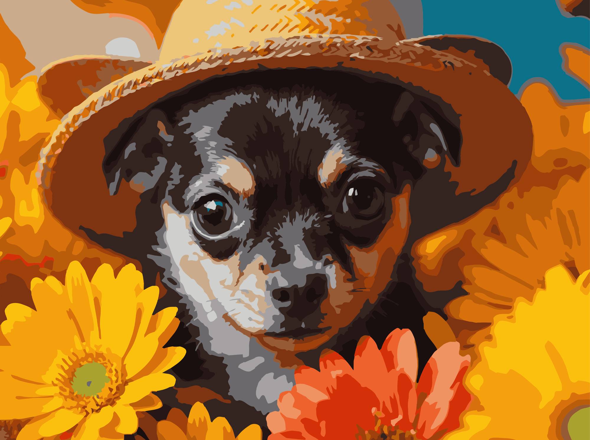 Картина за номерами Strateg Пес у солом'яному капелюсі 30х40 (SS-1311) - Фото 1