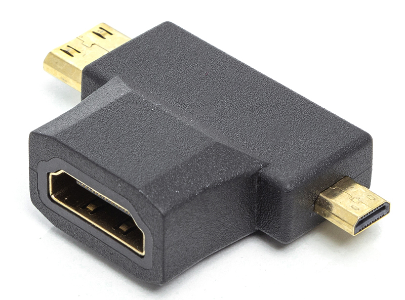 Переходник PowerPlant 3 in 1 HDMI Female to Mini HDMI Male + Micro HDMI Male (CA912056) - Фото 1