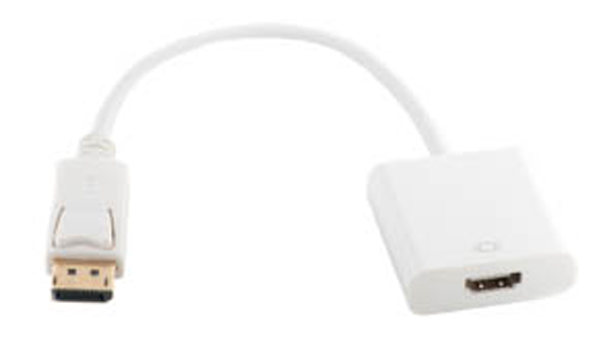 Переходник HDMI PowerPlant DisplayPort-HDMI 0.15m White (KD00AS1277) - Фото 1