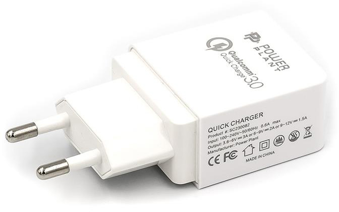 Сетевое зарядное устройство PowerPlant GS-551 QC 3.0 1xUSB White (SC230082) - Фото 1