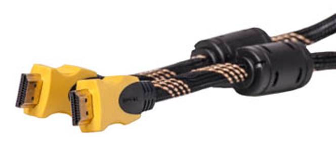 Кабель HDMI PowerPlant HDMI - HDMI 5m Nylon Double Ferrites (KD00AS1197) - Фото 1