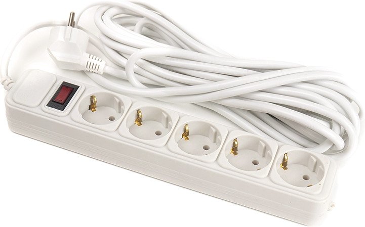 Сетевой фильтр PowerPlant JY-1052/7 (PPSA08M70S5) 5 розеток 7 м White - Фото 1