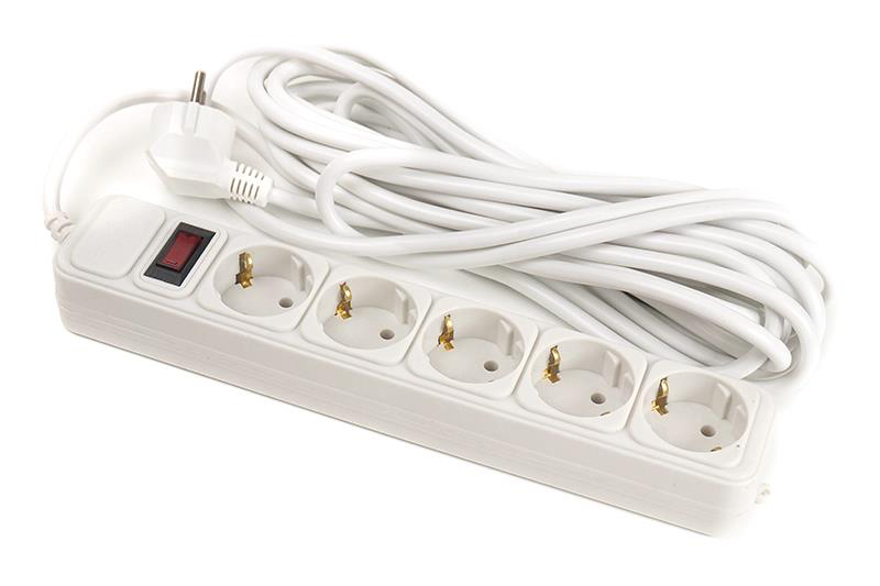 Сетевой фильтр PowerPlant JY-1056/7 (PPSA10M70S5B) 5 розеток 7 м White - Фото 1