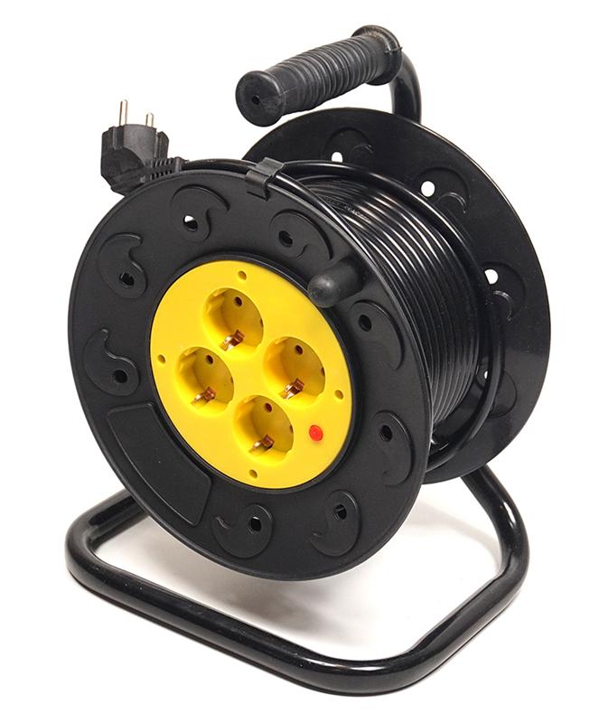 Удлинитель 220В PowerPlant JY-2002/15 (PPRA10M150S4) 4 розетки 15m Black-Yellow - Фото 1