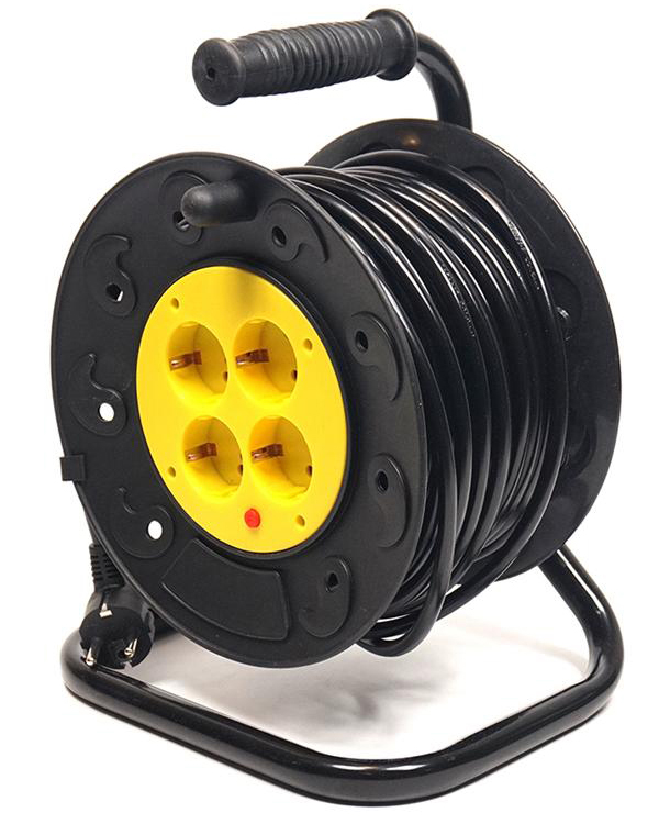 Удлинитель 220В PowerPlant JY-2002/25 (PPRA10M250S4) 4 розетки 25m Black-Yellow - Фото 1