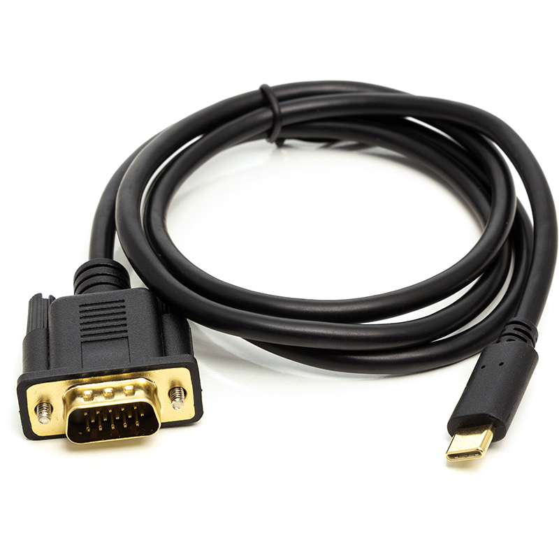 Кабель синхронизации данных PowerPlant USB-C 3.1 Male to VGA Male High Speed (CA912117) - Фото 1