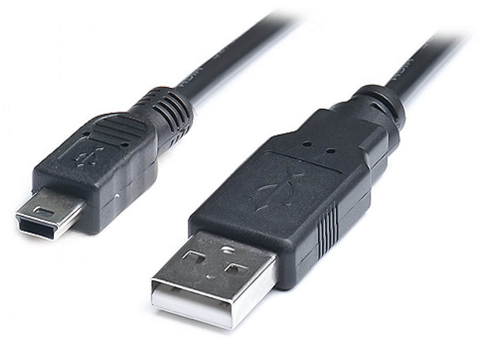 Кабель PowerPlant USB2.0 AM -MiniUSB AM 0.5m Black (KD00AS1219) - Фото 1