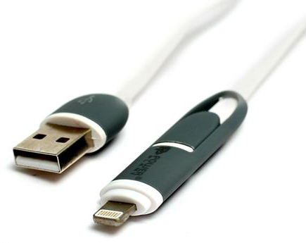 Кабель синхронизации данных PowerPlant USB 2.0-MicroUSB-Lightning 1m White (KD00AS1292) - Фото 1