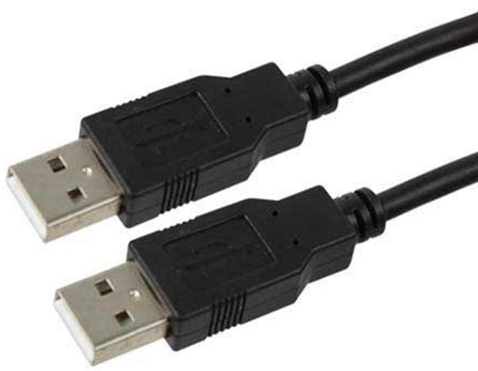 Кабель USB type A - USB type A PowerPlant USB 2.0 AM-USB 2.0 AM 0.5m Black (KD00AS1213) - Фото 1