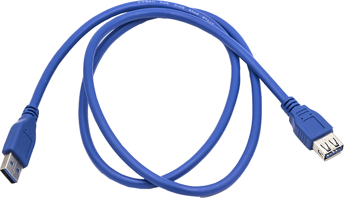 Кабель USB type A - USB type A PowerPlant USB 3.0 AF - AM 1m Blue (CA911134) - Фото 1